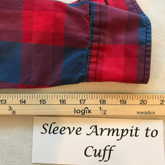 Abercrombie & Fitch Long Sleeve Button Muscle Shirt Red Blue Plaid Sz Small - Picture 14 of 14